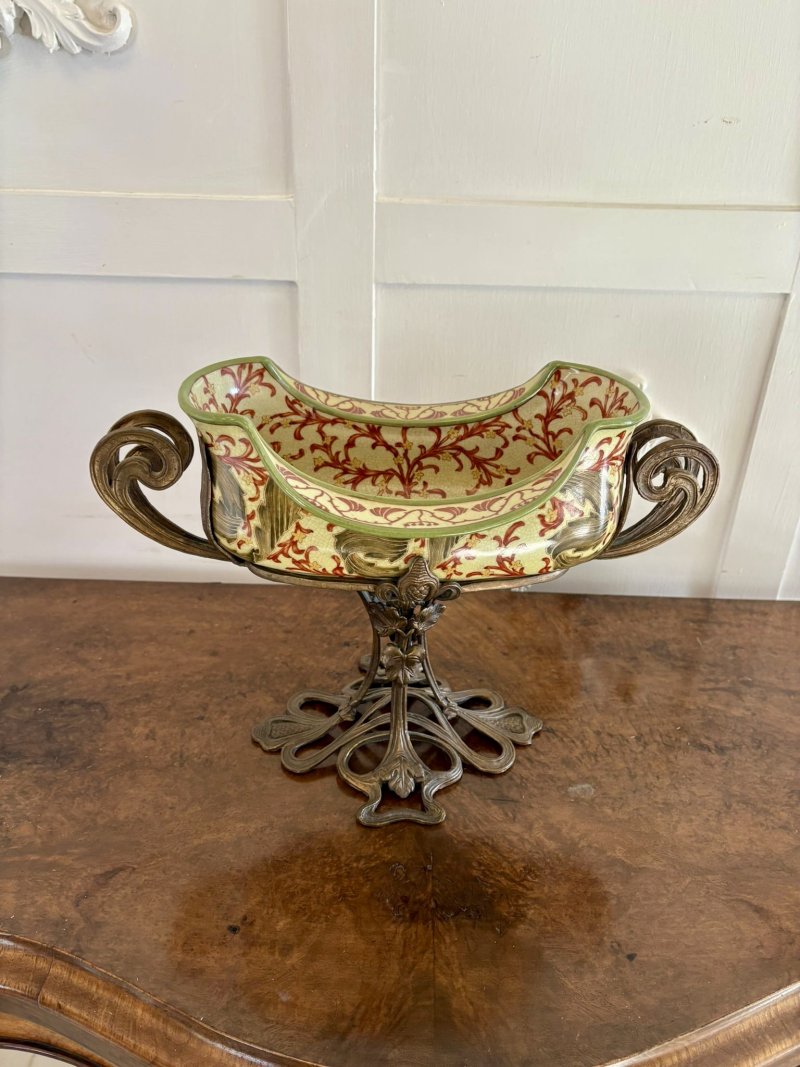 Antique Edwardian Quality Porcelain and Brass Centrepiece